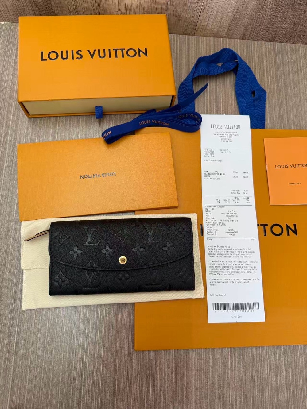Louis Vuitton Black Monogram Embossed Leather Continental Wallet